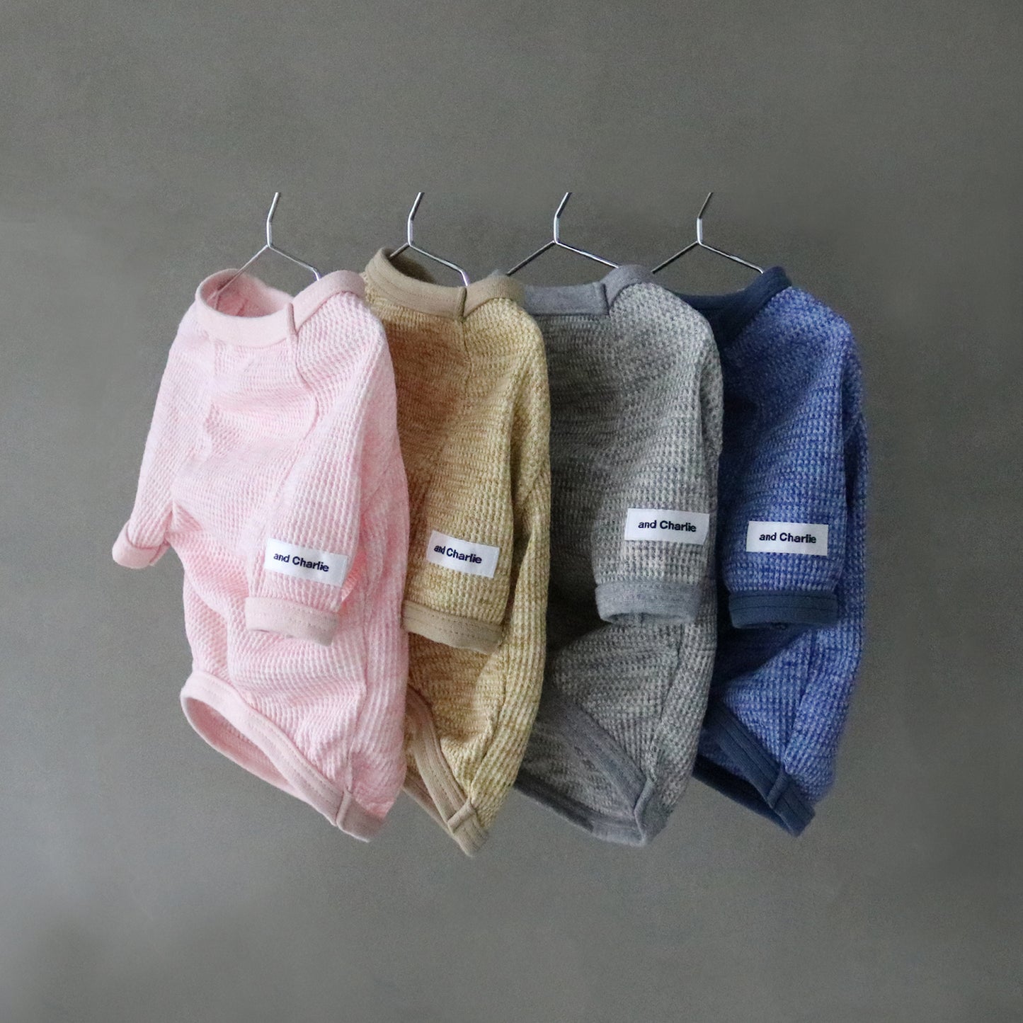 スラブヴィンテージワッフルラグラン -グレー-|フレブル服andCharlie