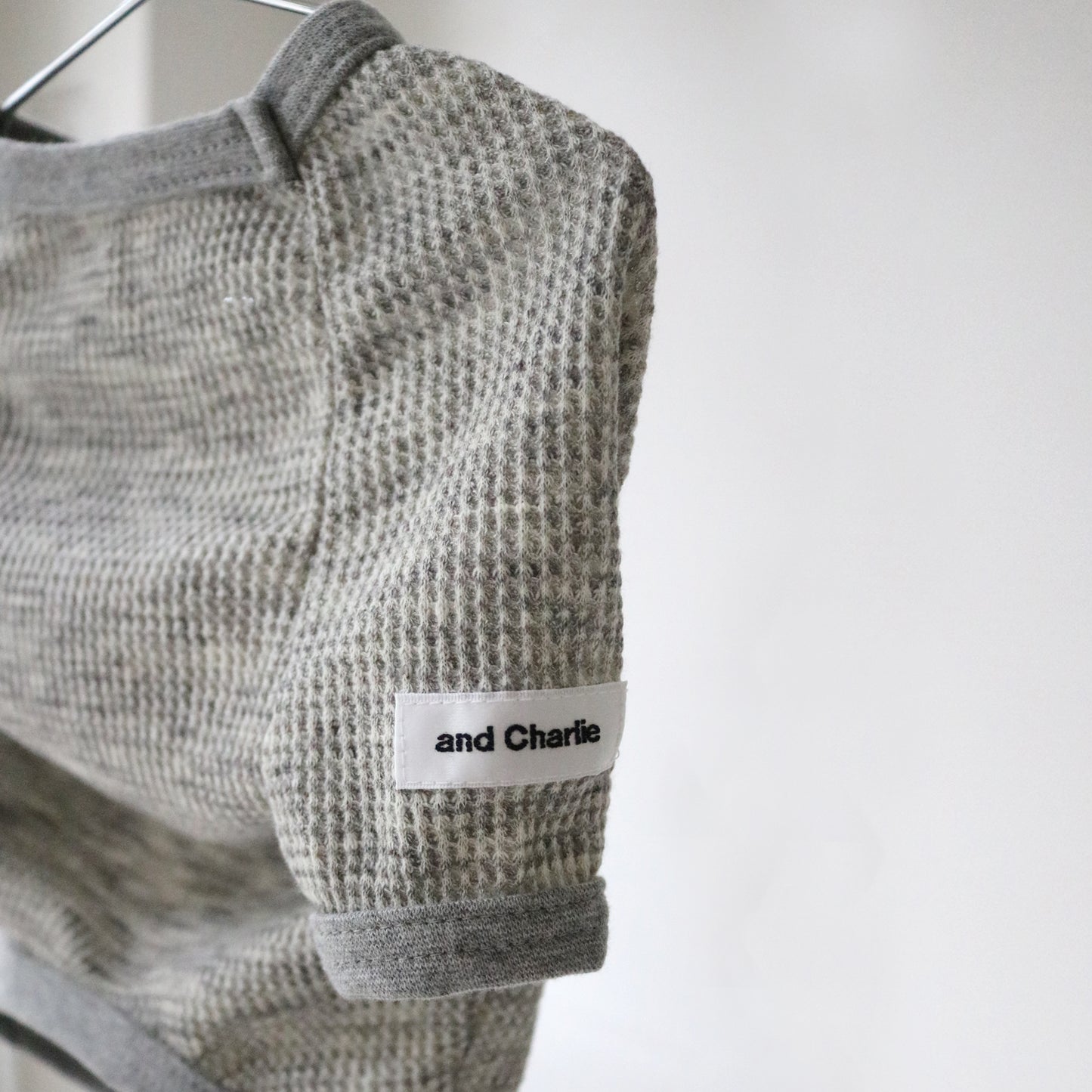 スラブヴィンテージワッフルラグラン -グレー-|フレブル服andCharlie