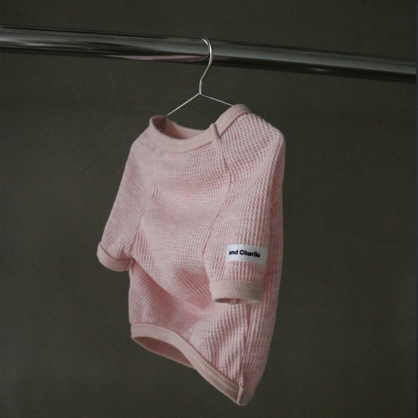 スラブヴィンテージワッフルラグラン -ピンク-|フレブル服andCharlie