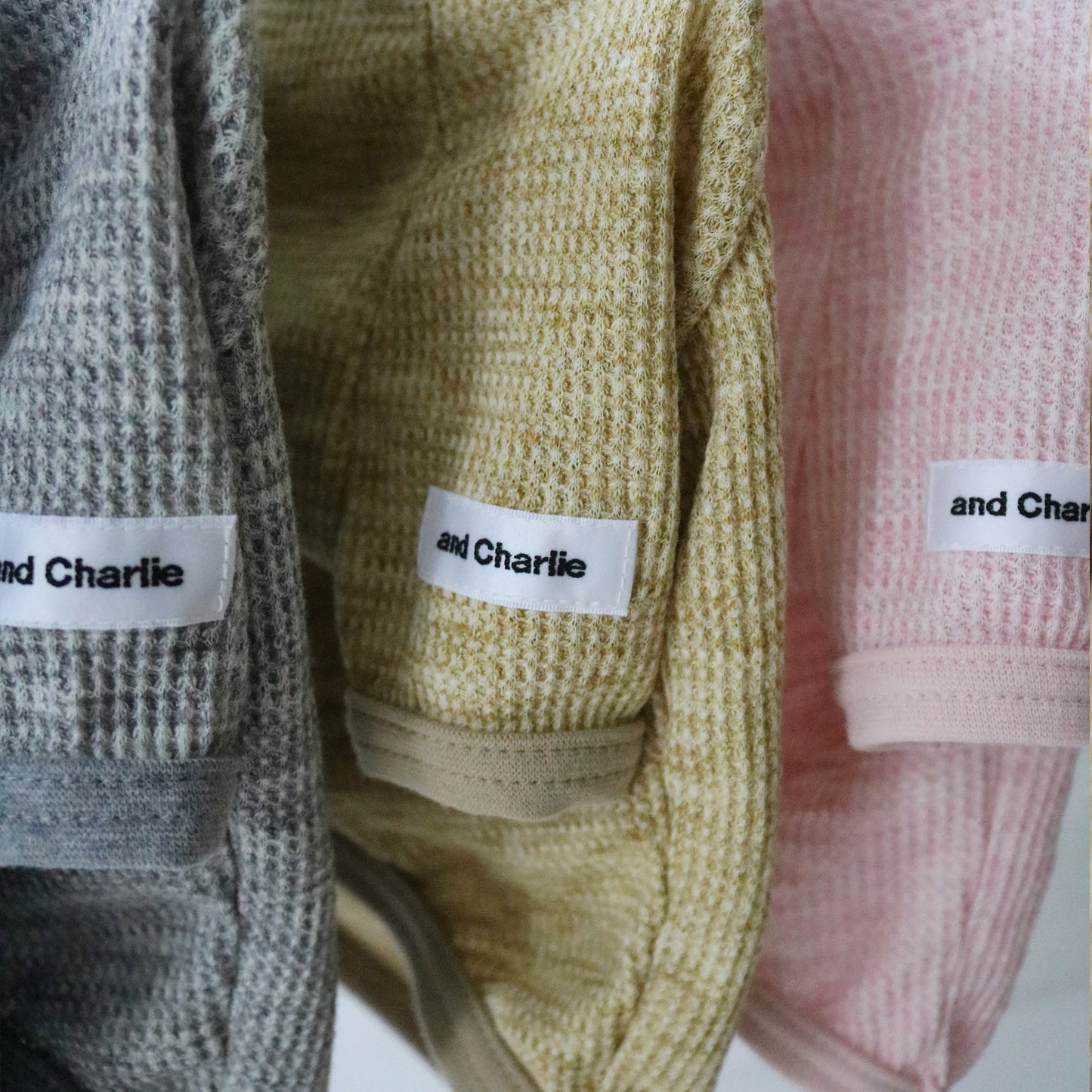 スラブヴィンテージワッフルラグラン -ピンク-|フレブル服andCharlie