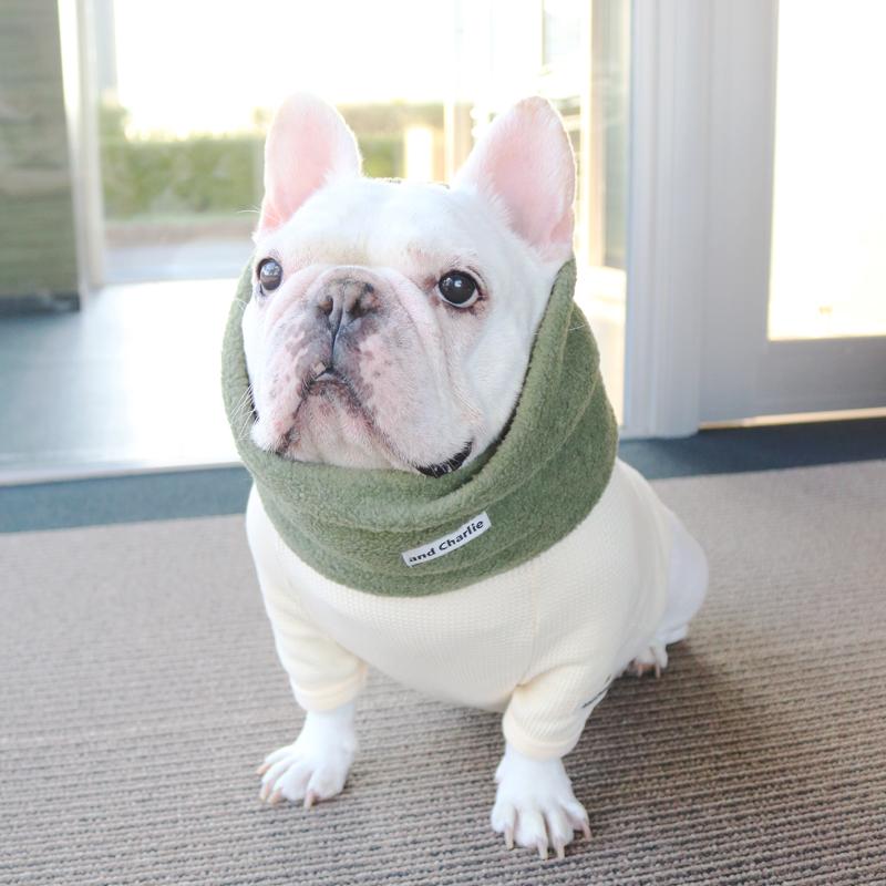 ネックウォーマー -モスグリーン- - #andCharlie# - #アンドチャーリー#- #フレンチブルドッグ#- #フレブル#