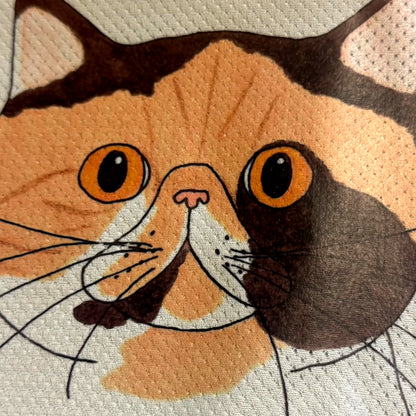 フレンチブルドッグ用冷感タオル 三毛猫柄プリントのメッシュ生地拡大｜andCharlie
