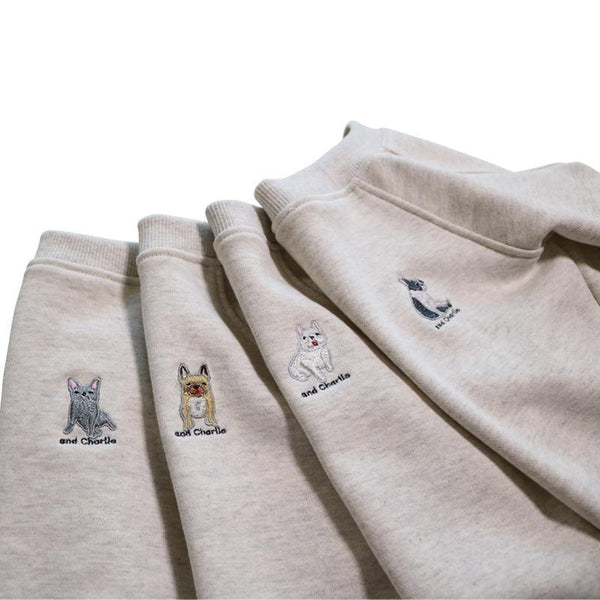 [宇田川新聞コラボ] 刺繍ラグラン [パイド] - #andCharlie# - #アンドチャーリー#- #フレンチブルドッグ#- #フレブル#
