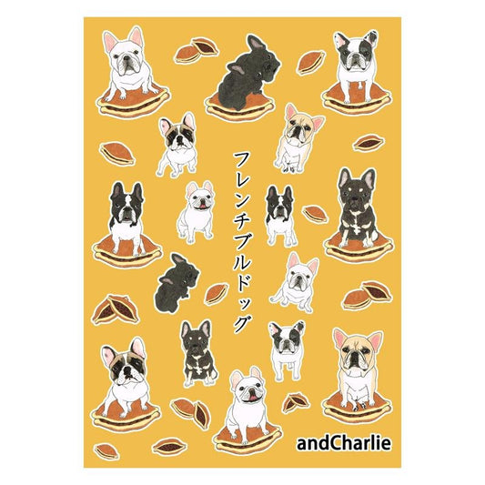 ステッカーシート-フレンチブルドッグ×どら焼き- - #andCharlie# - #アンドチャーリー#- #フレンチブルドッグ#- #フレブル#